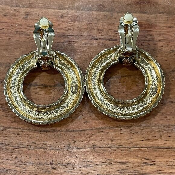 Yves Saint Laurent (YSL) Gold Clip-On Hoop Earrings - Picture 2 of 4